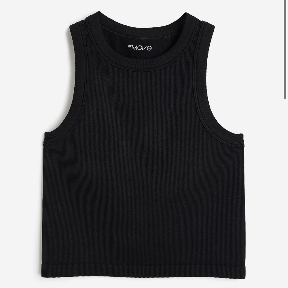 H&M black seamless crop fitted tennis golf pickleball top size S